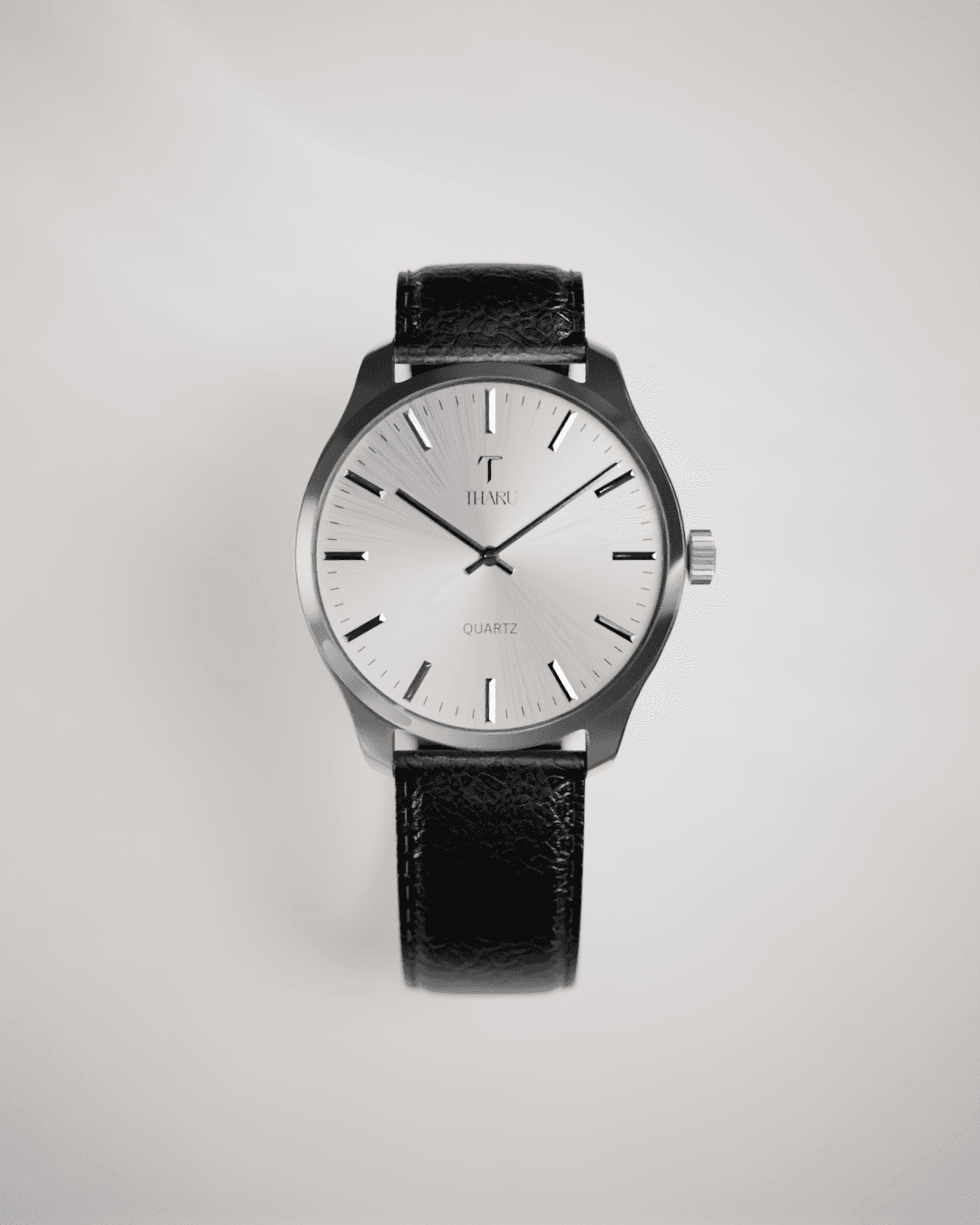 Black Strap White Dial